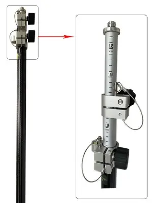 Jalón telescópico de fibra extensible hasta 3.55 metros para topografia
